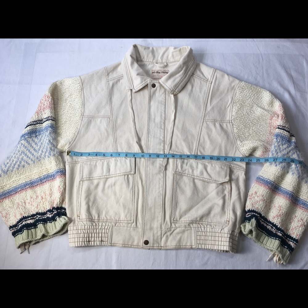 NWOT Free People Loose Thoughts Ivory Denim Jacket - Picture 5 of 15